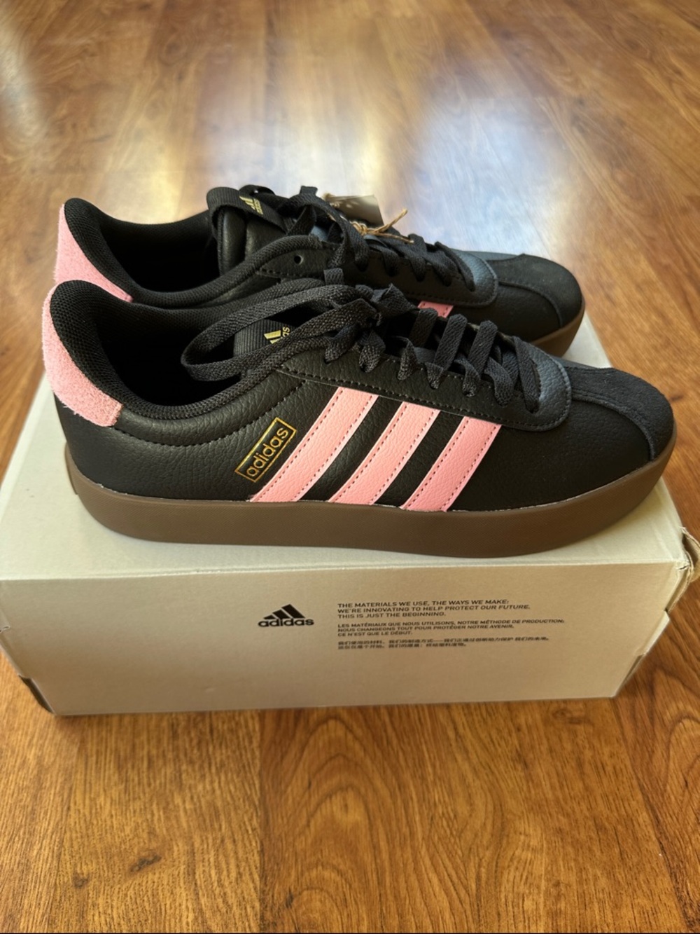 Adidas VL Court 3.0 Men’s Sneakers Size 7 Black & Pink NIB $75